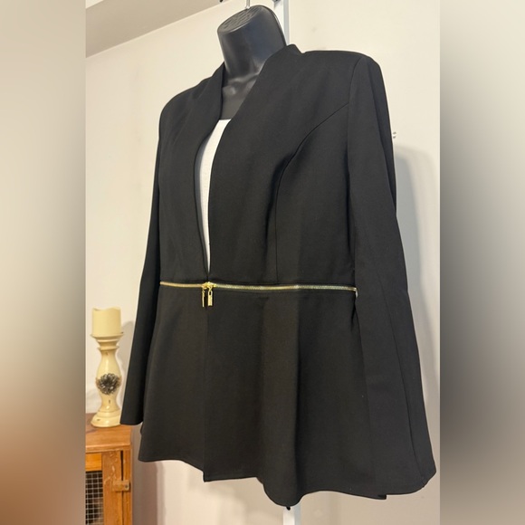 IMAN Black Blazer with Gold Zipper Detail - Picture 6 of 6